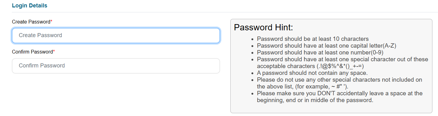 Creating Your Login Password